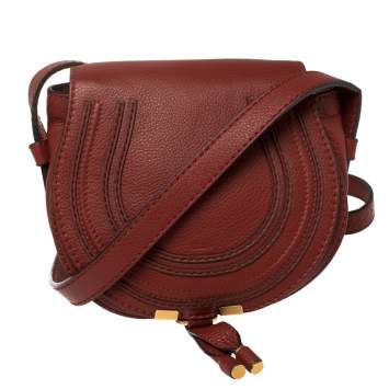 Pre Owned Chloe Red Leather Mini Marcie Crossbody Bag