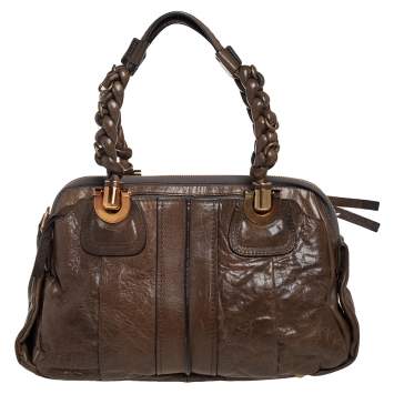 Pre Owned Chloe Dark Olive Leather Heloise Satchel