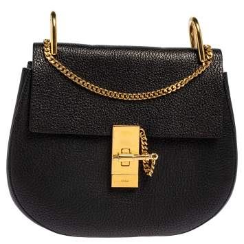 Pre Owned Chloe Black Leather Medium Drew Shoulder Bag