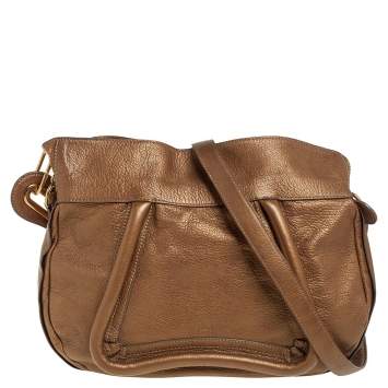 Pre Owned Chloe Gold Leather Paraty Shoulder Bag