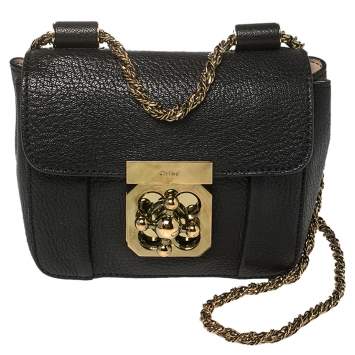 Pre Owned Chloe Black Leather Mini Elsie Crossbody Bag
