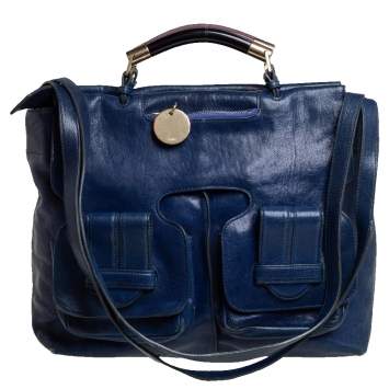 Pre Owned Chloé Blue Leather Saskia Satchel
