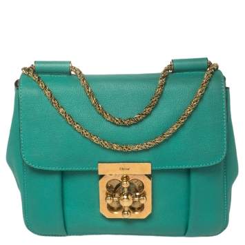 مملوكة مسبقًا Chloé Green Leather Small Elsie Shoulder Bag