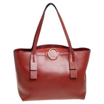 Pre Owned Chloe Brown Leather and Suede C Zipped Tote