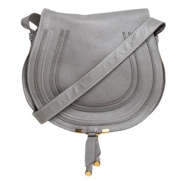 Pre Owned Chloe Taupe Leather Medium Marcie Crossbody Bag