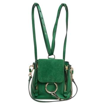 Pre Owned Chloe Green Leather and Suede Mini Faye Daye Backpack