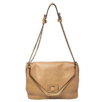 Pre Owned Chloé Beige Leather Medium Sally Flap Shoulder Bag