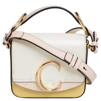 Pre Owned Chloe Multicolor Leather Mini C Double Carry Top Handle Bag
