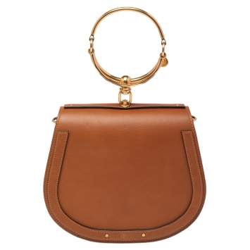 Pre Owned Chloé Tan Leather and Suede Small Nile Bracelet Shoulder Bag