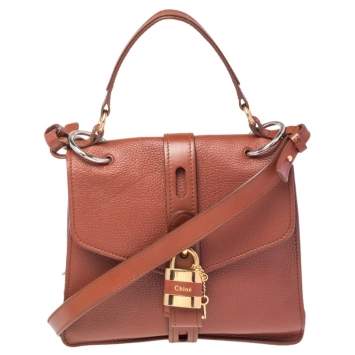 Pre Owned Chloe Brown Leather Medium Aby Day Top Handle Bag