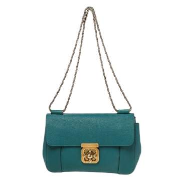 Pre Owned Chloe Blue Leather Medium Elsie Shoulder Bag