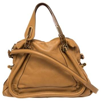 Pre Owned Chloe Brown Leather Medium Paraty Shoulder Bag