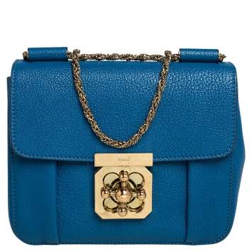 Pre Owned Chloé Blue Leather Small Elsie Shoulder Bag