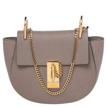 Pre Owned Chloe Grey Leather Drew Shoulder Bag