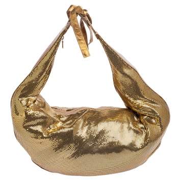 Pre Owned Chloe Gold Metal Mesh and Leather Chainmail Hobo