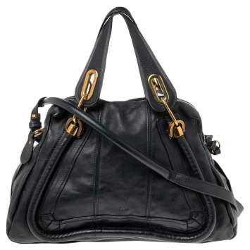 Pre Owned Chloe Navy Blue Leather Medium Paraty Shoulder Bag
