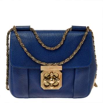Pre Owned Chloe Blue Leather Small Elsie Shoulder Bag