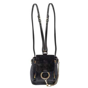 Pre Owned Chloe Black Leather and Suede Mini Faye Day Backpack