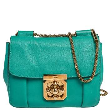 Pre Owned Chloe Turquoise Leather Small Elsie Shoulder Bag