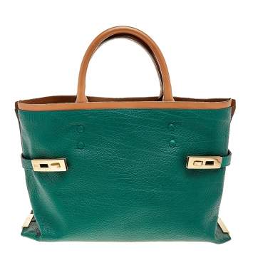 Pre Owned Chloe Green/Brown Leather Charlotte Tote
