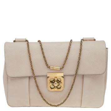 Pre Owned Chloe Cream Leather Large Elsie Shoulder Bag