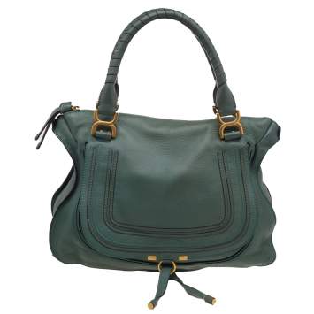 Pre Owned Chloe Green Leather Large Marcie Satchel