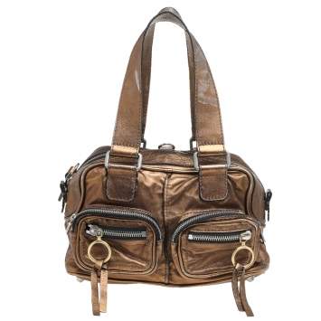 Pre Owned Chloe Metallic Brown Leather Medium Betty Satchel