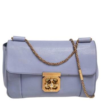 Pre Owned Chloe Lavender Leather Medium Elsie Shoulder Bag