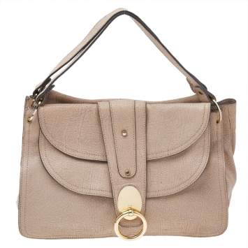 Pre Owned Chloe Pink Textured Leather Satchel