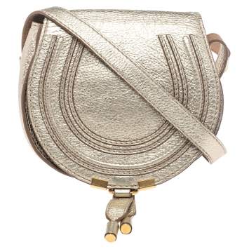 Pre Owned Chloe Gold Leather Mini Marcie Crossbody Bag