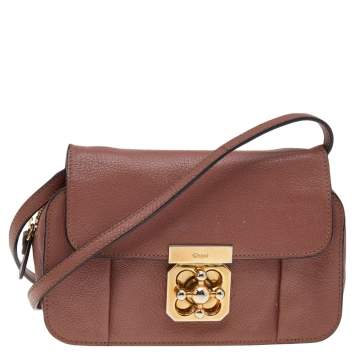 Pre Owned Chloe Old Rose Leather Mini Elsie Crossbody Bag