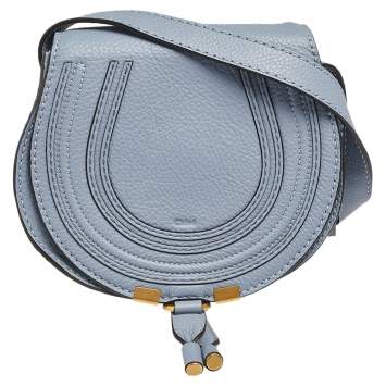 Pre Owned Chloe Stone Blue Leather Mini Marcie Crossbody Bag