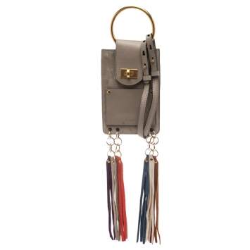 Pre Owned Chloe Beige Suede and Leather Mini Jane Bracelet Bag