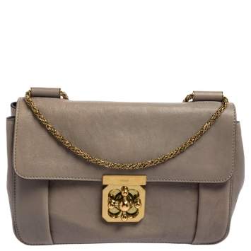 Pre Owned Chloe Grey Leather Medium Elsie Shoulder Bag