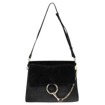 Pre Owned Chloé Black Leather and Suede Medium Faye Shoulder Bag
