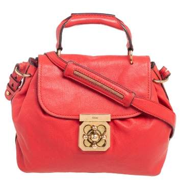Pre Owned Chloe Red Leather Elsie Top Handle Bag