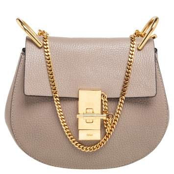 Pre Owned Chloe Grey Leather Small Drew Shoulder Bag