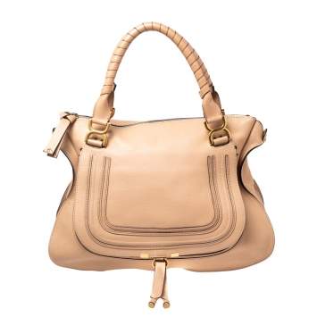Pre Owned Chloé Peach Leather Large Marcie Satchel