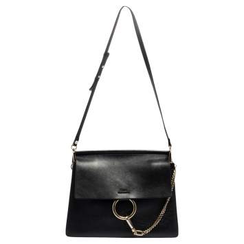 Pre Owned Chloé Black Leather Medium Faye Shoulder Bag