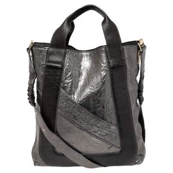 Pre Owned Chloe Metallic/Grey Distress Leather Shopper Tote