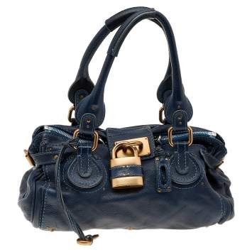 Pre Owned Chloe Blue Leather Medium Paddington Satchel