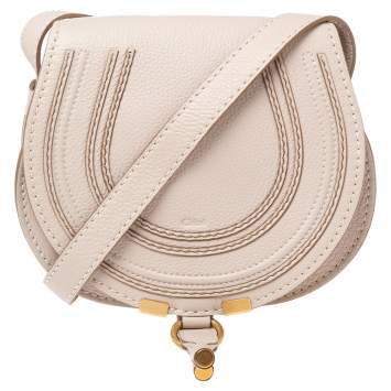 Pre Owned Chloe Beige Leather Mini Marcie Crossbody Bag