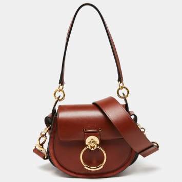 Pre Owned Chloe Brown Leather and Suede Small Tess Shoulder Bag