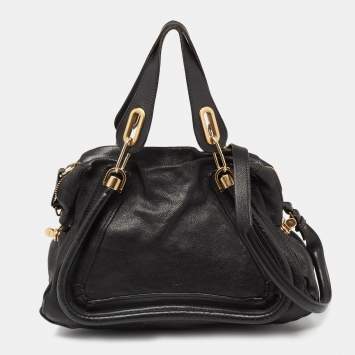 مملوكة مسبقًا Chloe Black Leather Medium Paraty Satchel