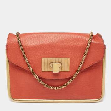 Pre Owned Chloe Burnt Orange Leather Small Sally Shoulder Bag