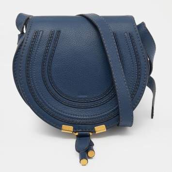Pre Owned Chloe Blue Leather Mini Marcie Crossbody Bag