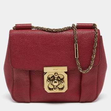 Pre Owned Chloé Red Leather Small Elsie Shoulder Bag