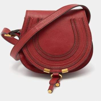 Pre Owned Chloe Red Leather Mini Marcie Crossbody Bag