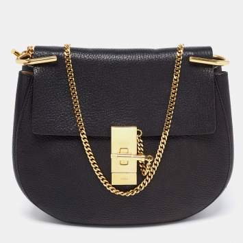 Pre Owned Chloe Black Leather Medium Drew Shoulder Bag