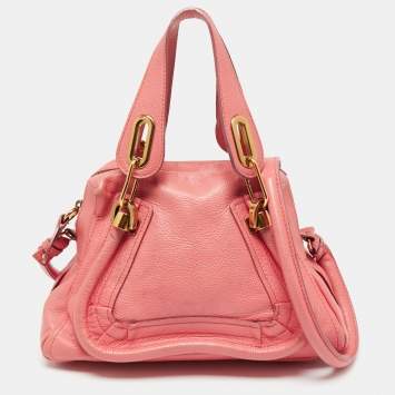 Pre Owned Chloe Coral Pink Leather Small Paraty Bag